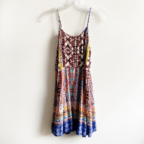 Angie Dresses & Skirts - Angie slipdress geometric boho print brown blue